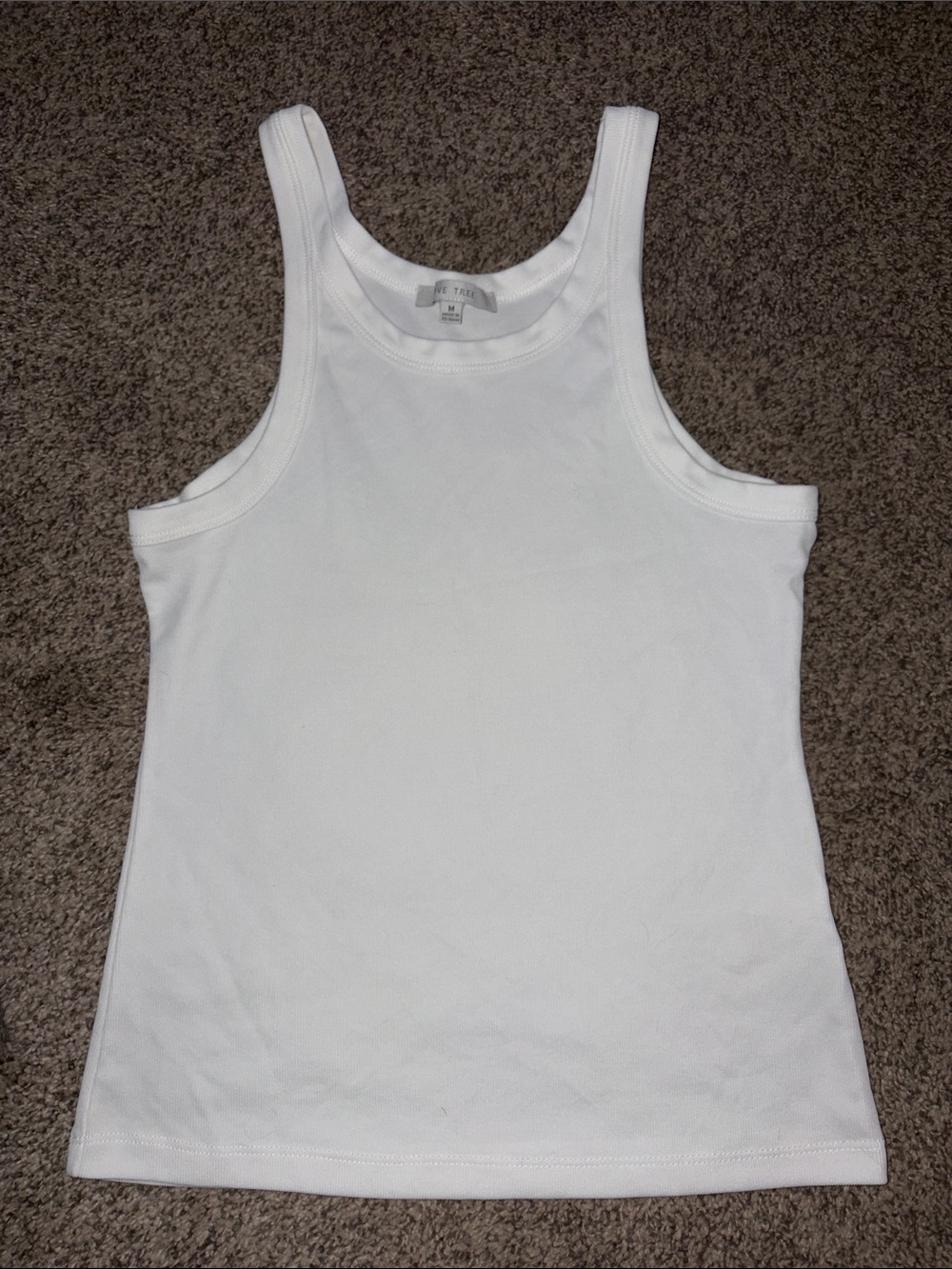 Love Tree- White Ribbed Tank - Women's Classic Scoop